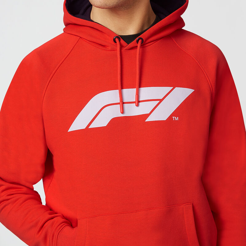 F1 FW MENS LARGE LOGO HOODED SWEAT - red